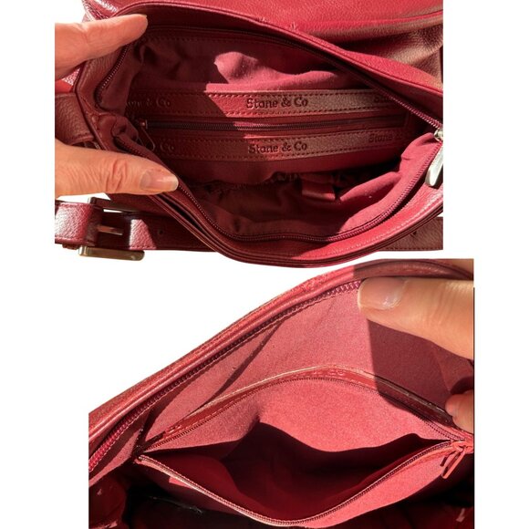 Stone and Co Leather Crossbody Bag Burgundy Adjustable Strap Y2K Era - Picture 14 of 16
